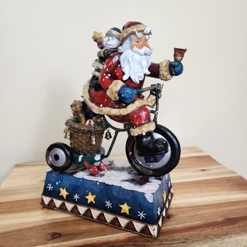 Classic Vintage Santa Claus and Snowman Musical Wind Up Tin Box